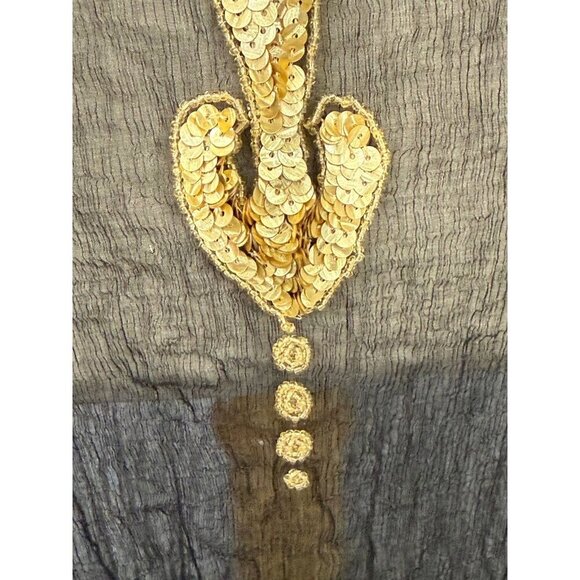 Manish Vaid Dress Cover-Up Size M Black Gold Embellished Resort Beach Poolside - Picture 4 of 14